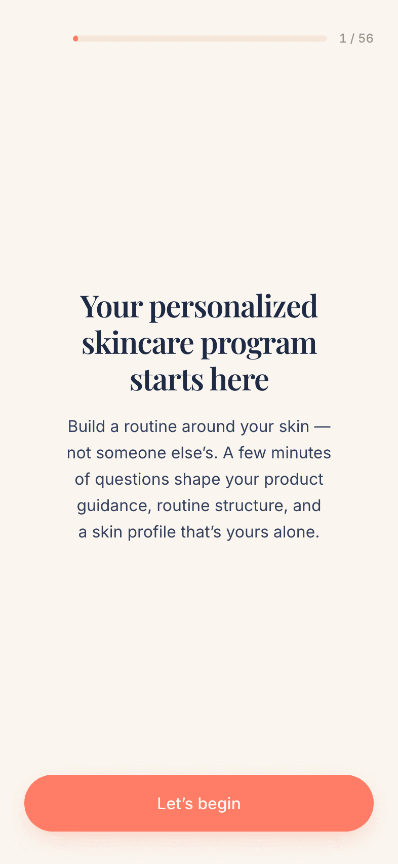 Rituelle onboarding — your personalized skincare program